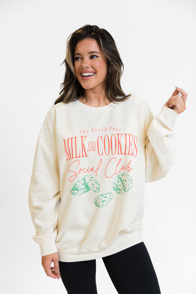 Milk and Cookies Cream Oversized Graphic Sweatshirt DOORBUSTER