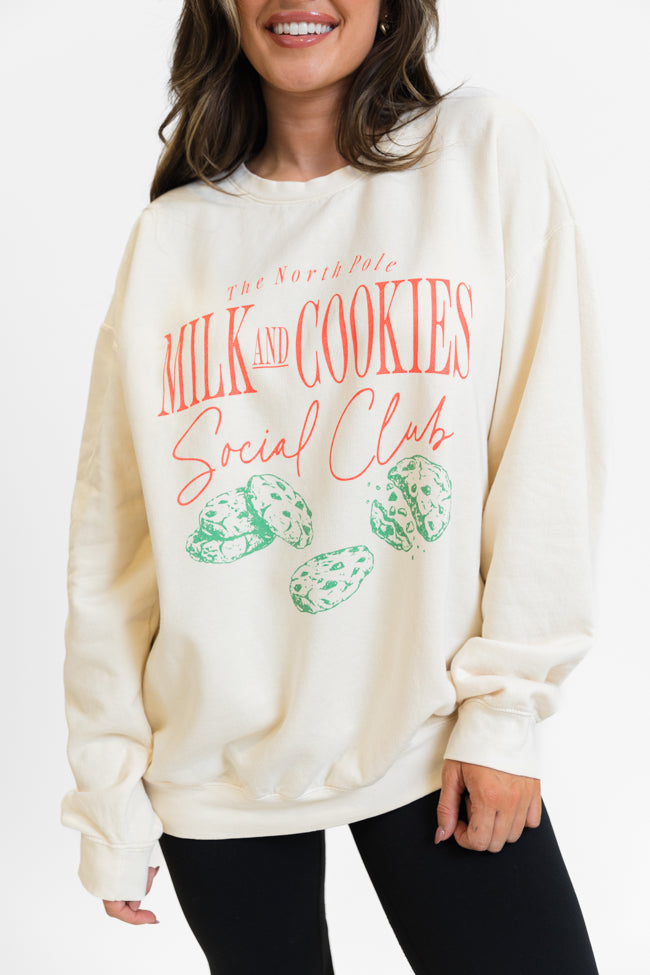 Milk and Cookies Cream Oversized Graphic Sweatshirt DOORBUSTER