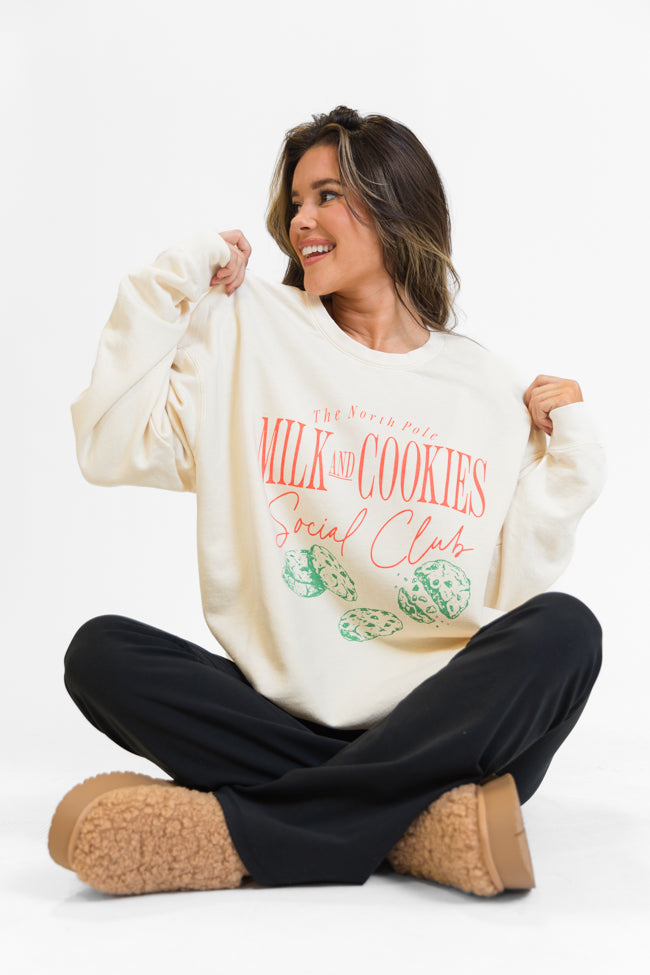 Milk and Cookies Cream Oversized Graphic Sweatshirt DOORBUSTER