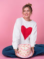 In My Heart Ivory and Red Cable Knit Heart Sweater - Coming Soon