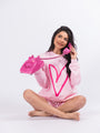 Heart Sketch Light Pink Oversized Graphic Sweatshirt