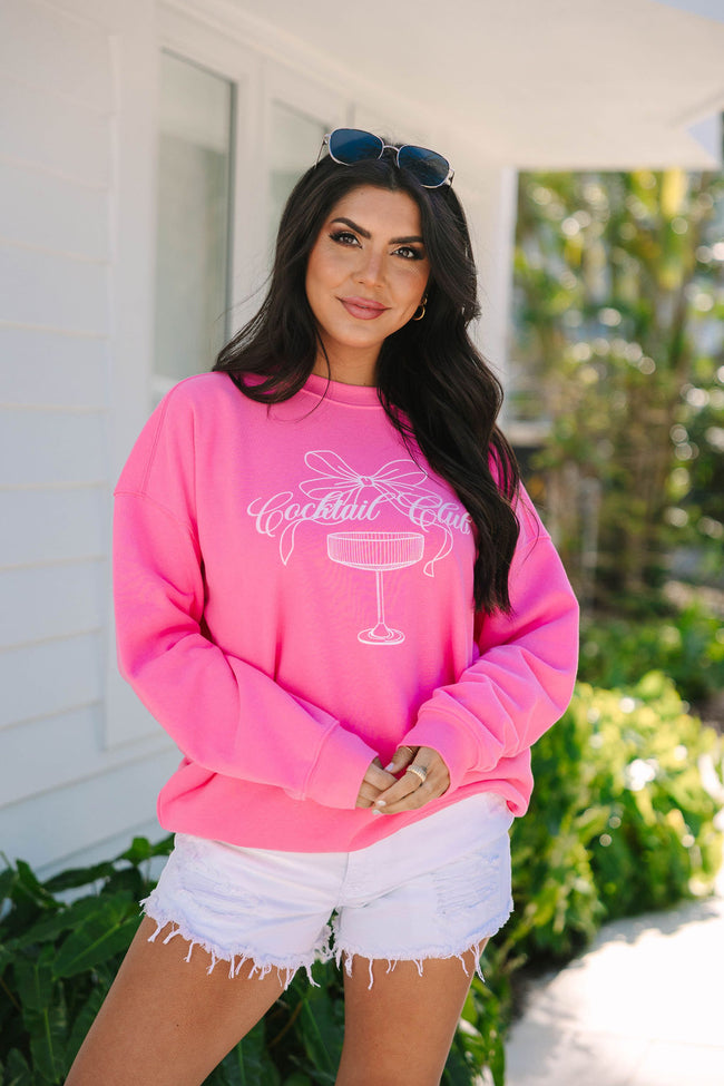Cocktail Club Pink Oversized Graphic Sweatshirt