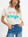 Merry And Bright Cream Oversized Graphic Tee