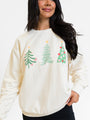 Christmas Trees Cream Oversized Graphic Sweatshirt