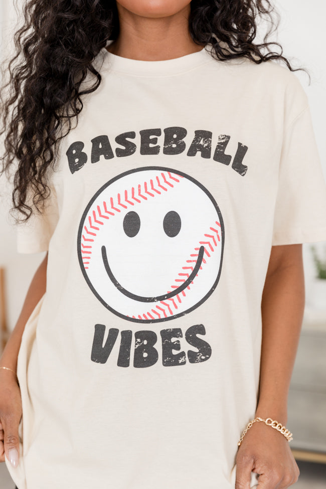 Baseball Vibes Ivory Oversized Graphic Tee