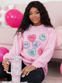 Candy Hearts Light Pink Oversized Graphic Sweatshirt