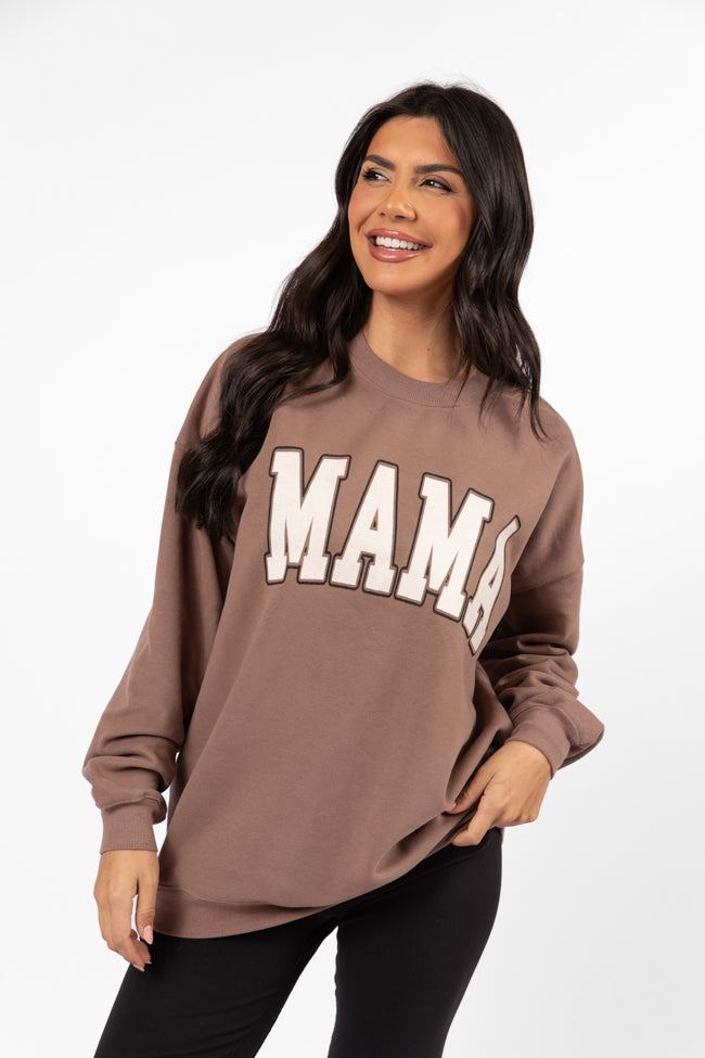 Mama Block Mocha Oversized Graphic Sweatshirt