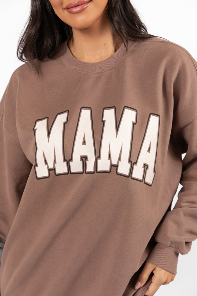 Mama Block Mocha Oversized Graphic Sweatshirt