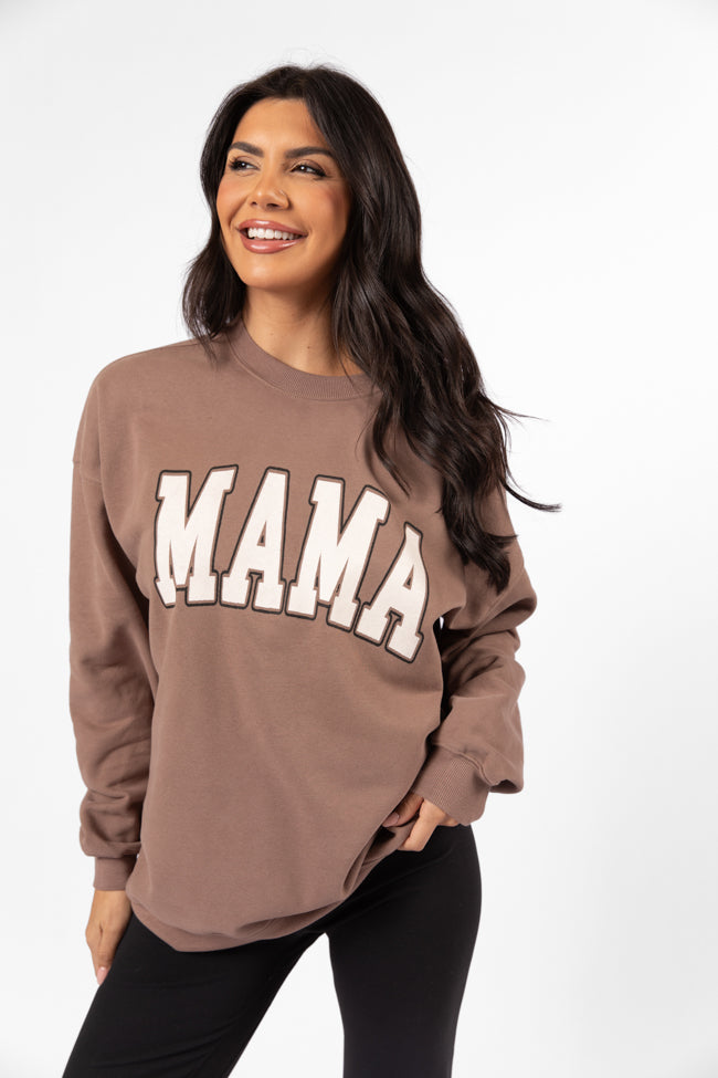 Mama Block Mocha Oversized Graphic Sweatshirt