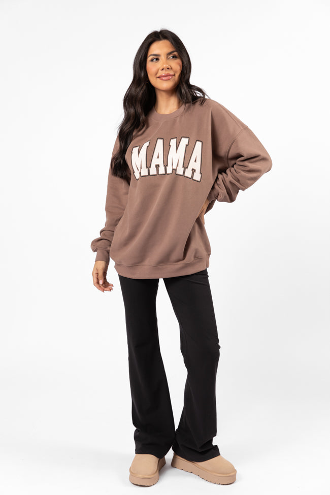 Mama Block Mocha Oversized Graphic Sweatshirt