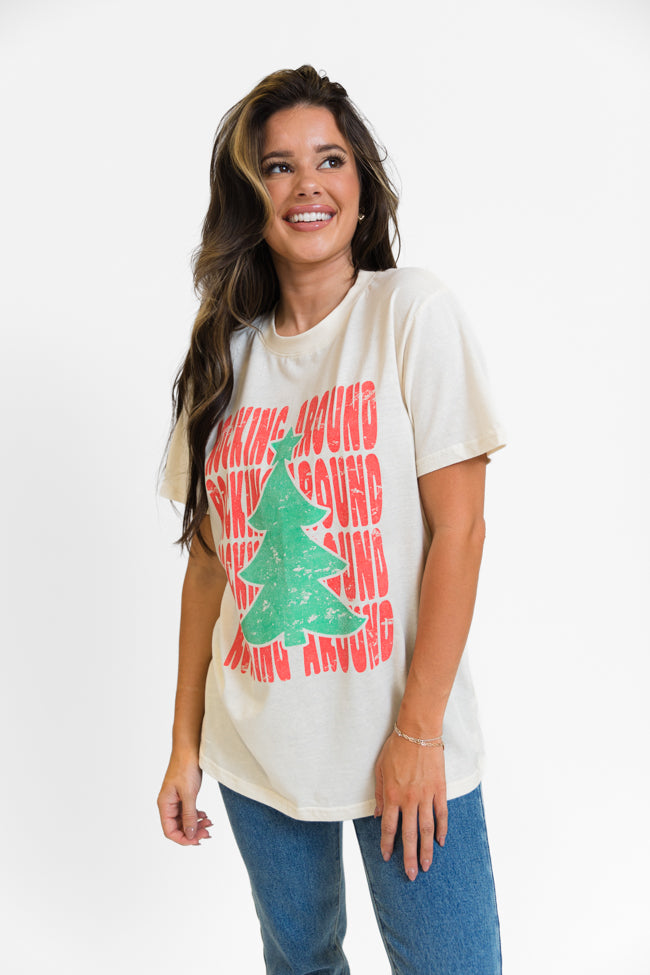 Rocking Around Christmas Cream Oversized Graphic Tee