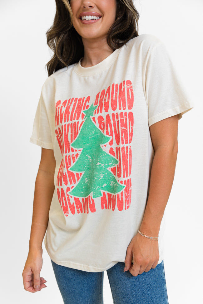 Rocking Around Christmas Cream Oversized Graphic Tee