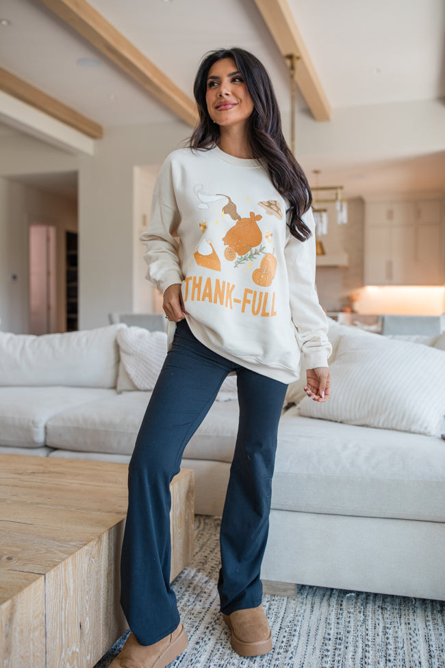 ThankFULL Cream Oversized Graphic Sweatshirt