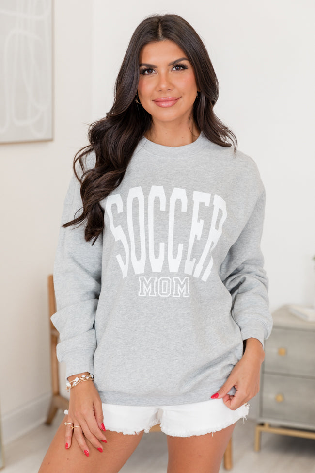 Soccer Mom Block Light Grey Oversized Graphic Sweatshirt