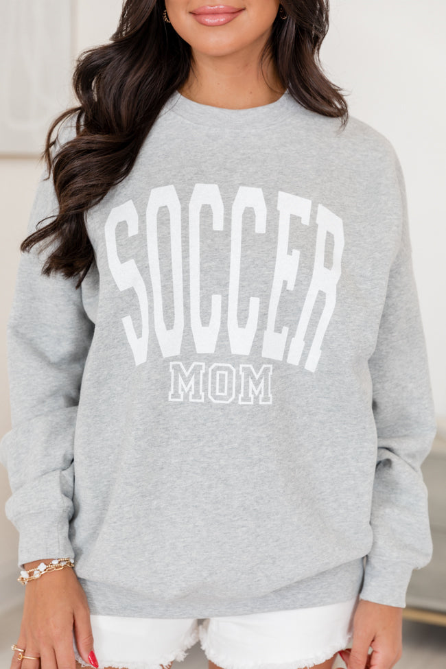 Soccer Mom Block Light Grey Oversized Graphic Sweatshirt