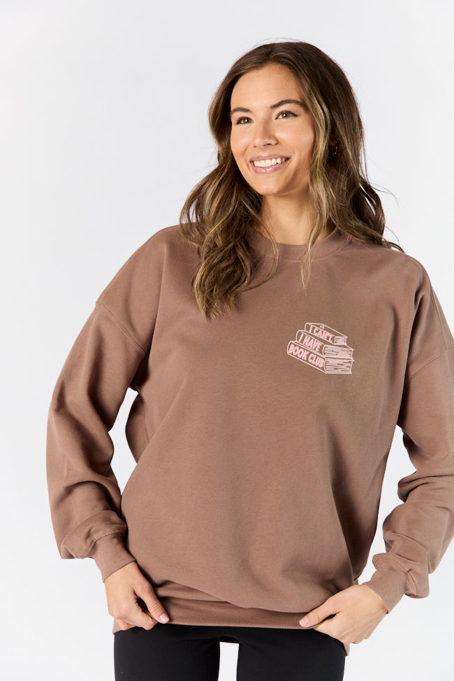 Book Club Mocha Oversized Graphic Sweatshirt