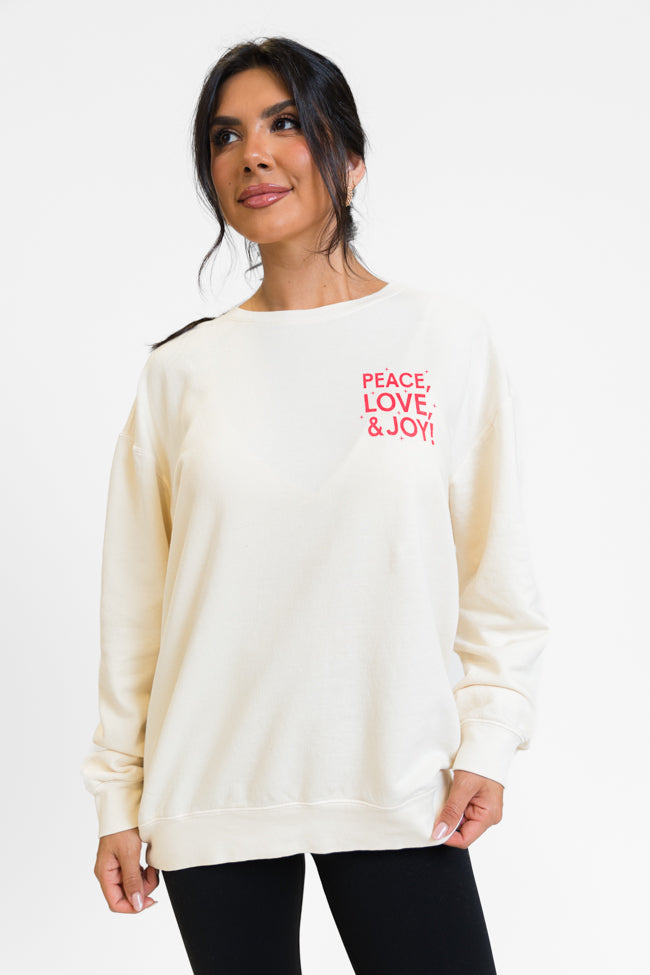 Peace Love And Joy Cream Oversized Graphic Sweatshirt