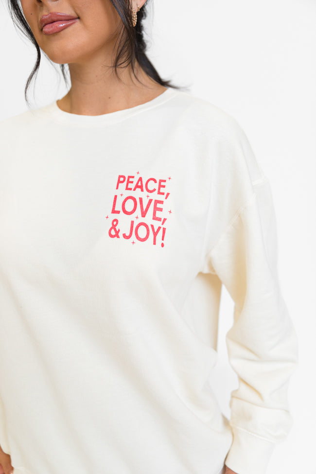 Peace Love And Joy Cream Oversized Graphic Sweatshirt