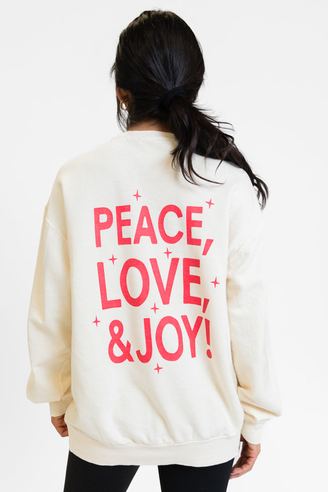 Peace Love And Joy Cream Oversized Graphic Sweatshirt