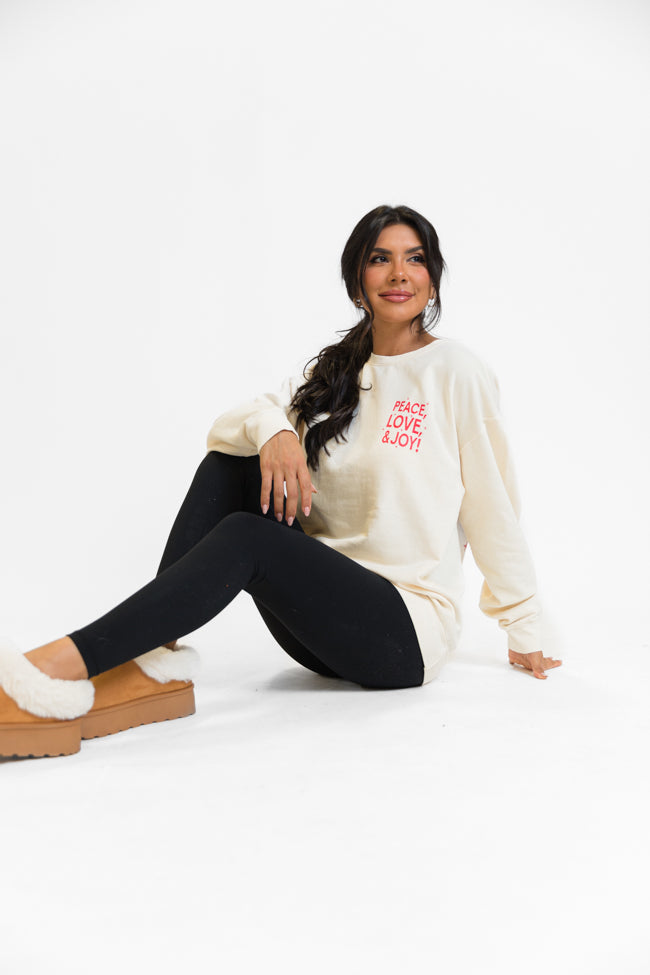 Peace Love And Joy Cream Oversized Graphic Sweatshirt