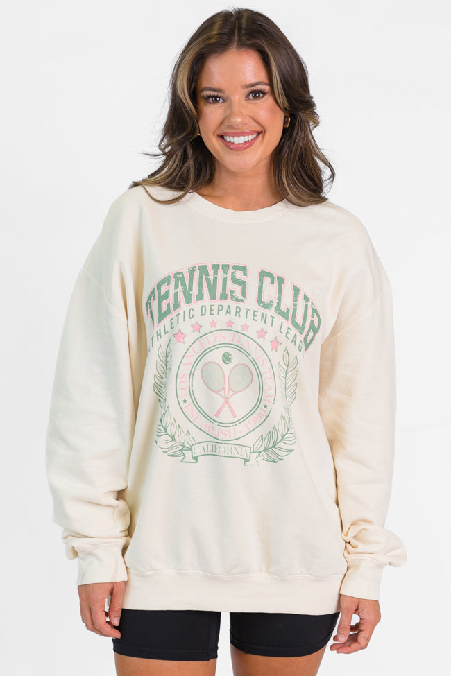 California Tennis Club Cream Oversized Graphic Sweatshirt