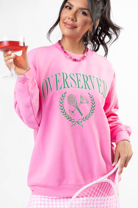 Overserved Pink Oversized Graphic Sweatshirt