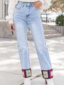 A Great Day Crochet Trim Straight Leg Jeans FINAL SALE