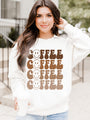 Coffee Smiley Repeat Ivory Corded Graphic Sweatshirt