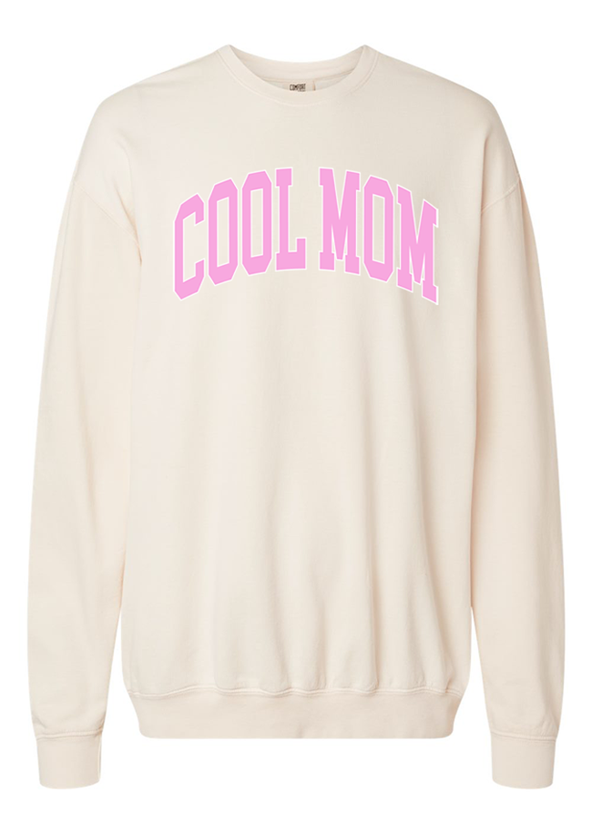 Cool Mom Block Cream Oversized Graphic Sweatshirt