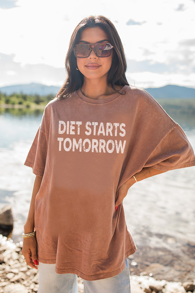 Diet Starts Tomorrow Hyfve Chesnut Oversized Graphic Tee