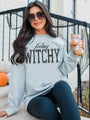 Feeling Witchy Light Grey Oversized Graphic Sweatshirt