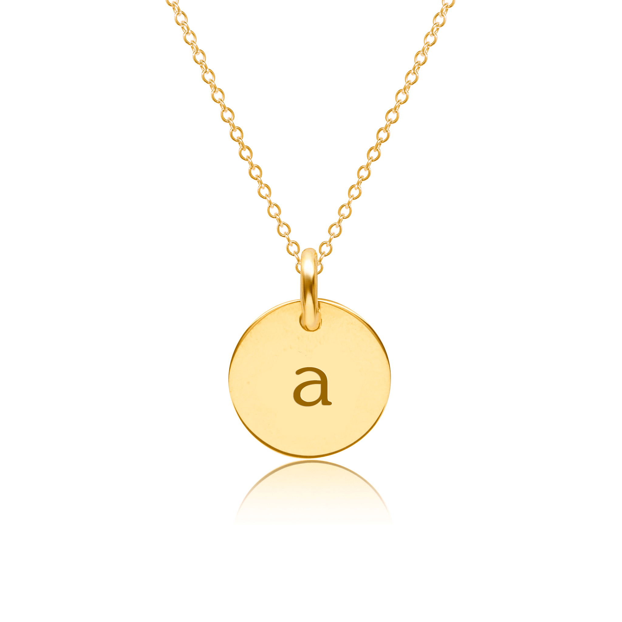 Mini Initial Circle Tag Necklace - Lowercase