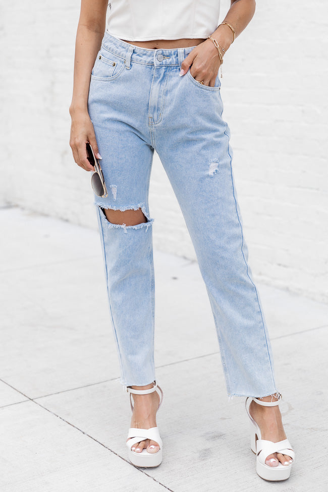 Harlow Light Wash Distressed Mom Jeans FINAL SALE