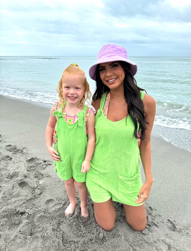 Kid's Remember This Feeling Lime Terry Romper