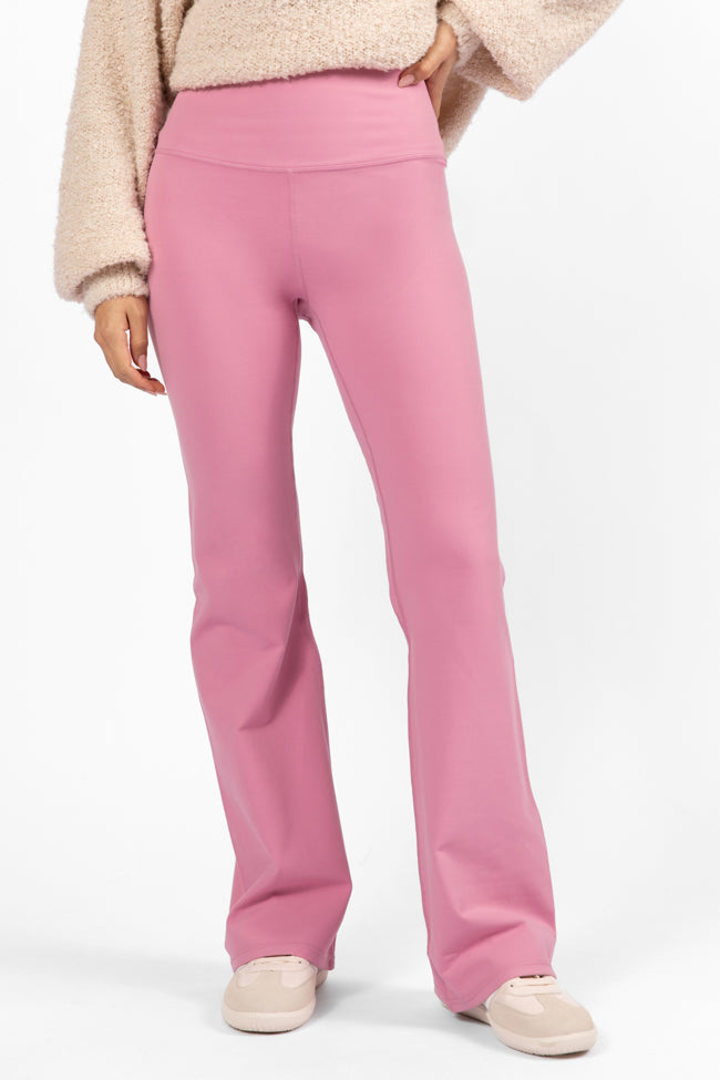 Get Moving Pink Flare Knit Leggings