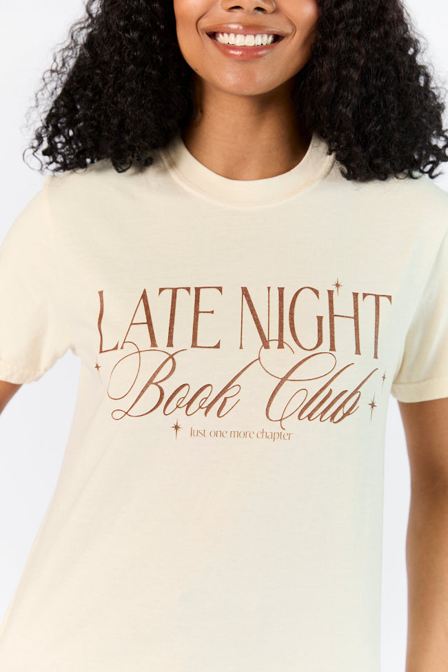 Late Night Book Club Ivory Comfort Color Graphic Tee