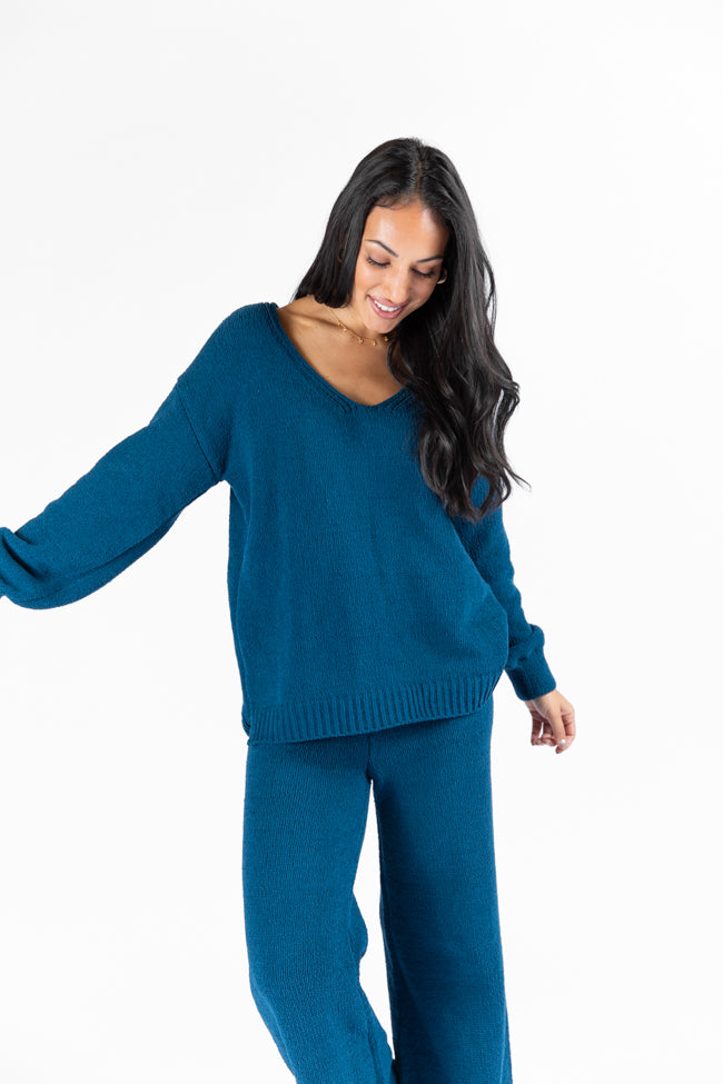 Cozy For Keeps Navy V-Neck Sweater DOORBUSTER