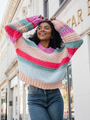 In Line Peach Multi Chunky Striped Sweater