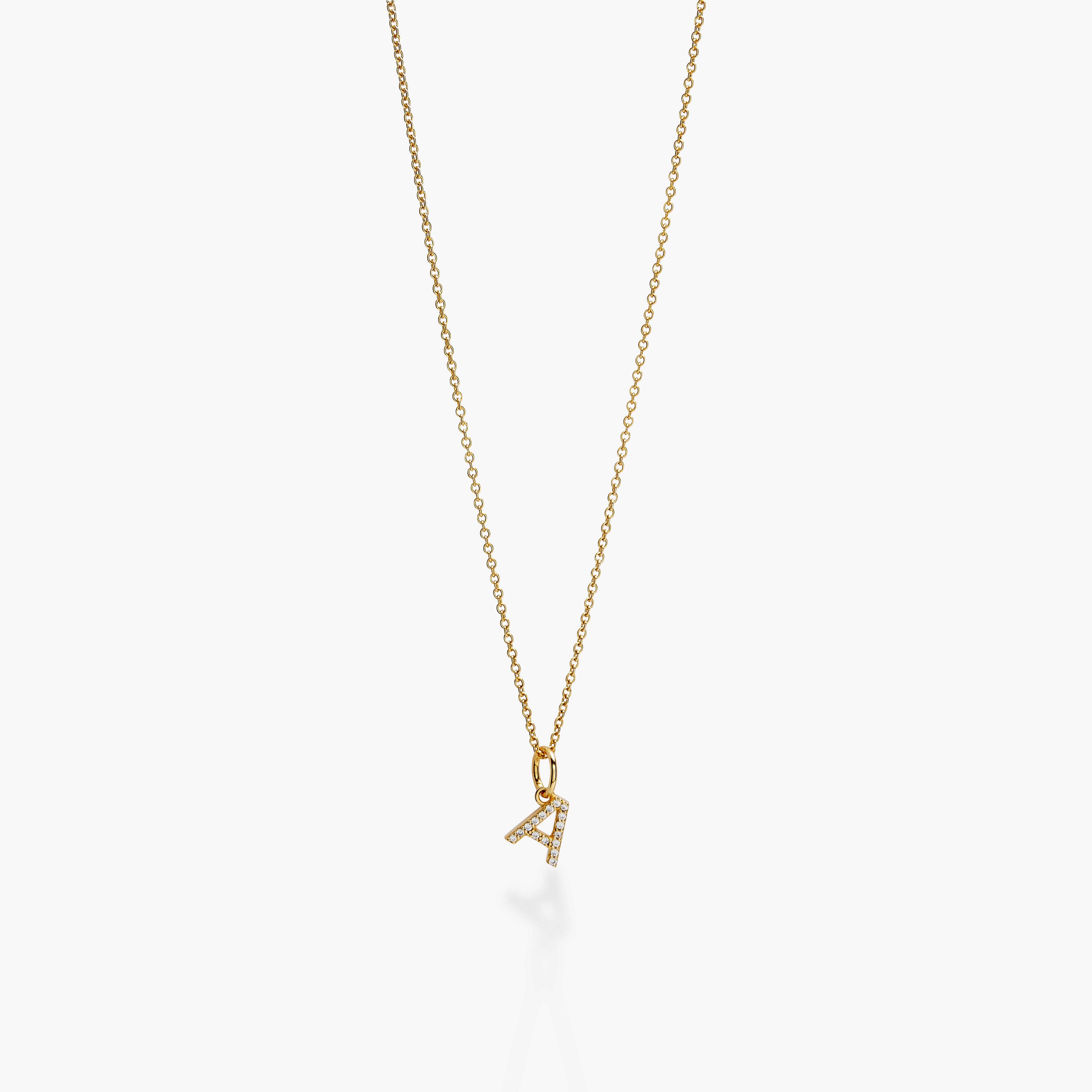 Mini Pavé Initial Charm Necklace