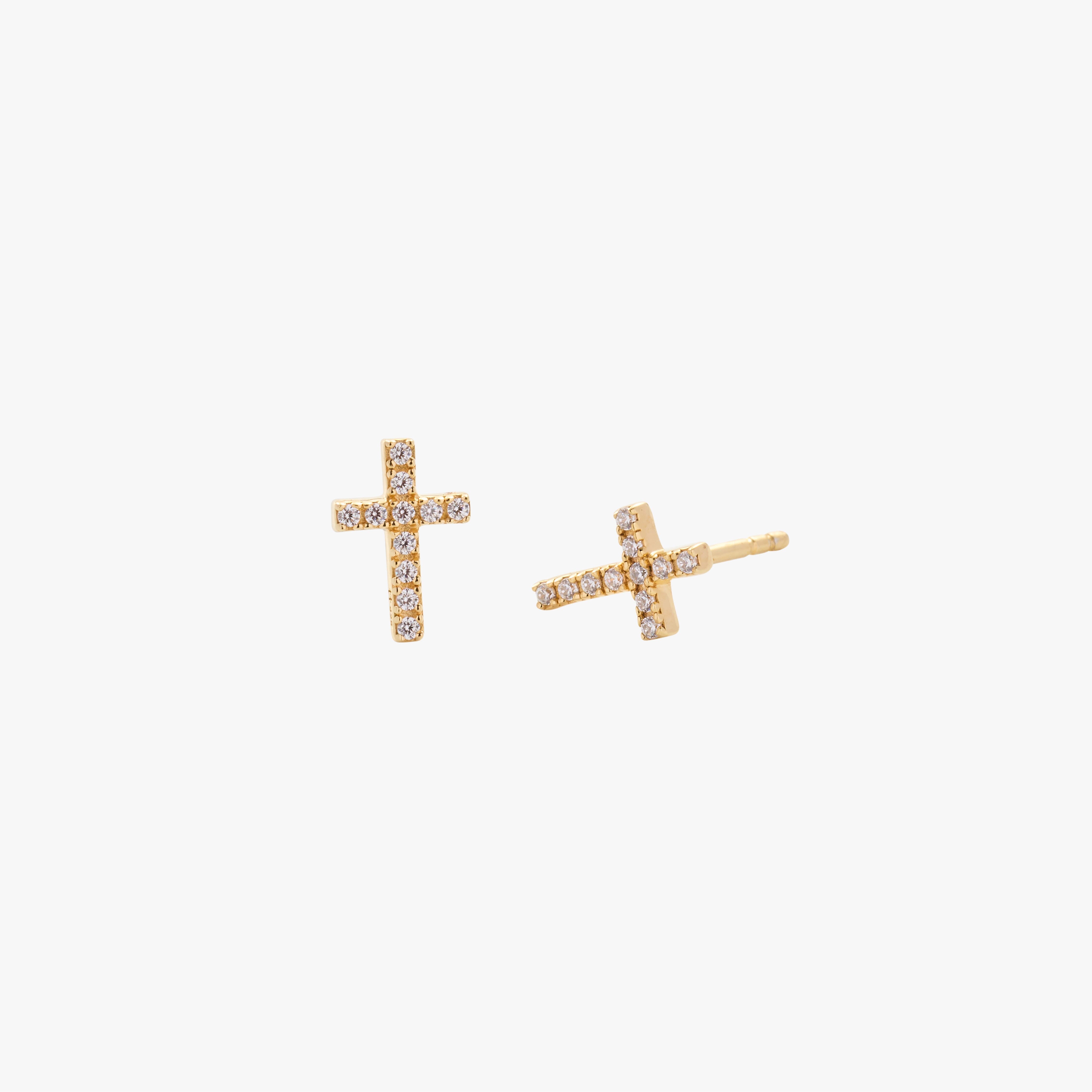 Pavé Cross Stud Earrings