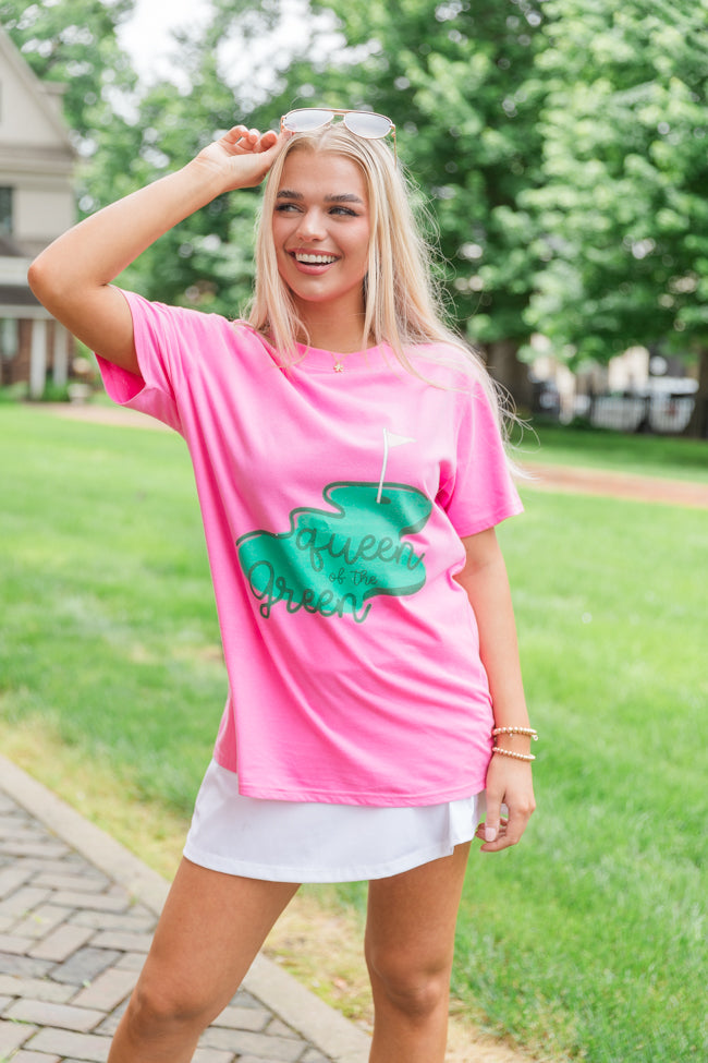 Queen of the Green Hot Pink Oversized Graphic Tee SALE