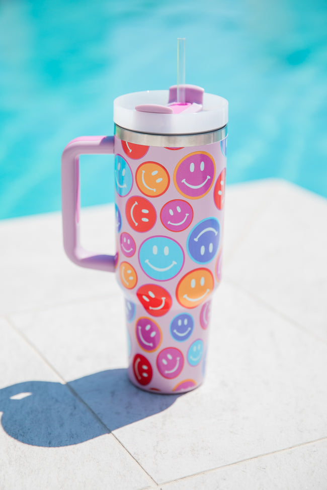 Sippin' Pretty Multi-Smiley 40oz Drink Tumbler With Lid And Straw