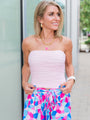 Taking Your Time Pink Textured Strapless Knit Top Kalee Rogers X Pink Lily
