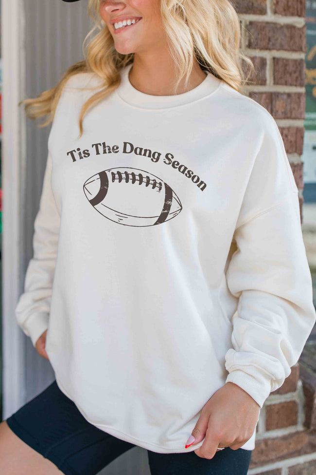 Tis The Dang Season Cream Oversized Graphic Sweatshirt