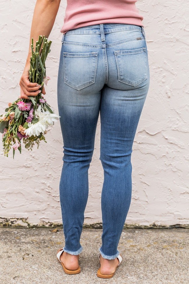 The Kallista Medium Wash Distressed Crop Jeans