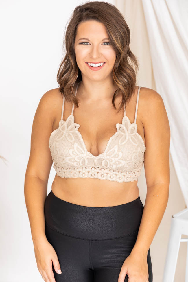 So This Is Love Taupe Lace Bralette FINAL SALE