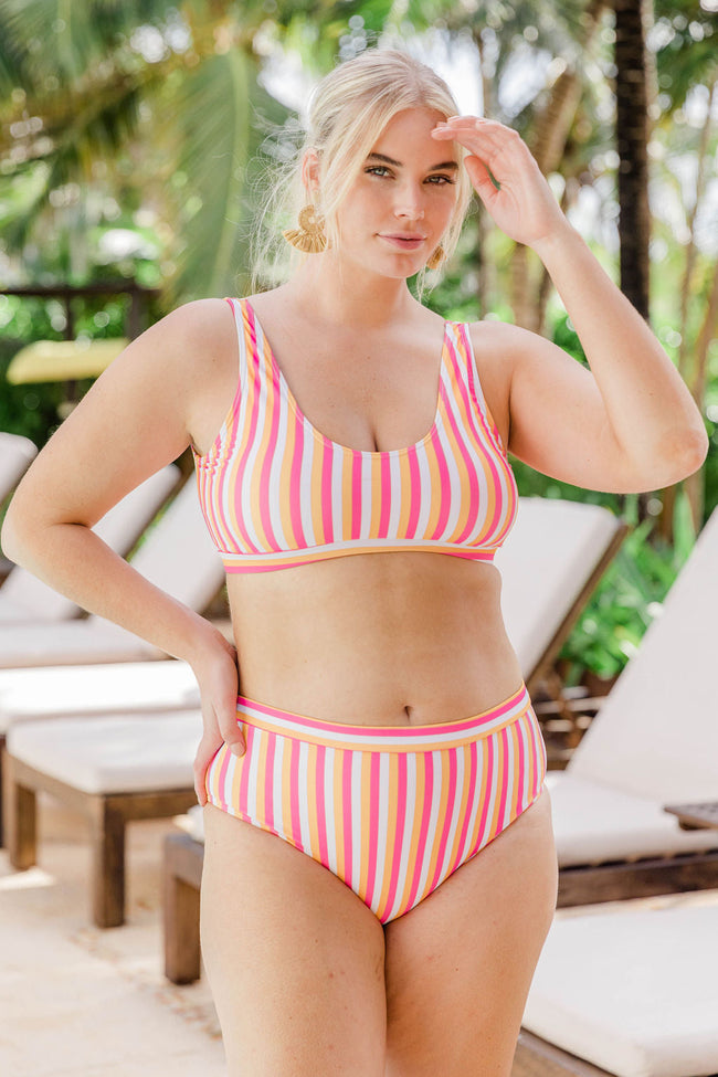 Brightest Days Orange Striped Bikini Top FINAL SALE – Pink Lily