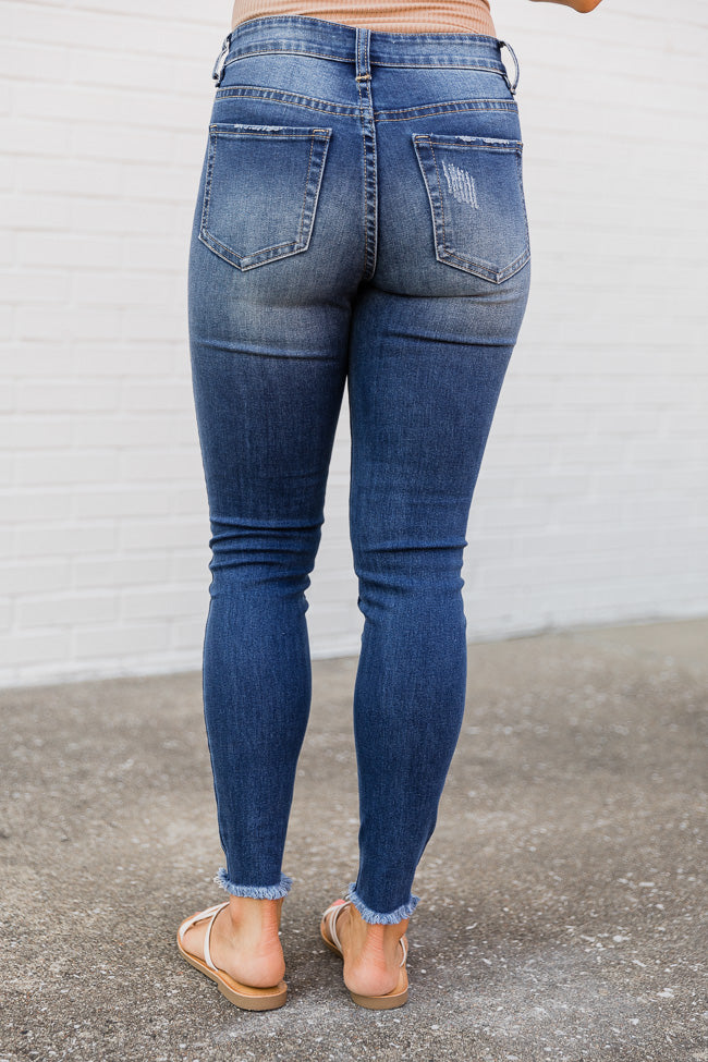 Jolie Distressed Hem Medium Wash Jeans FINAL SALE