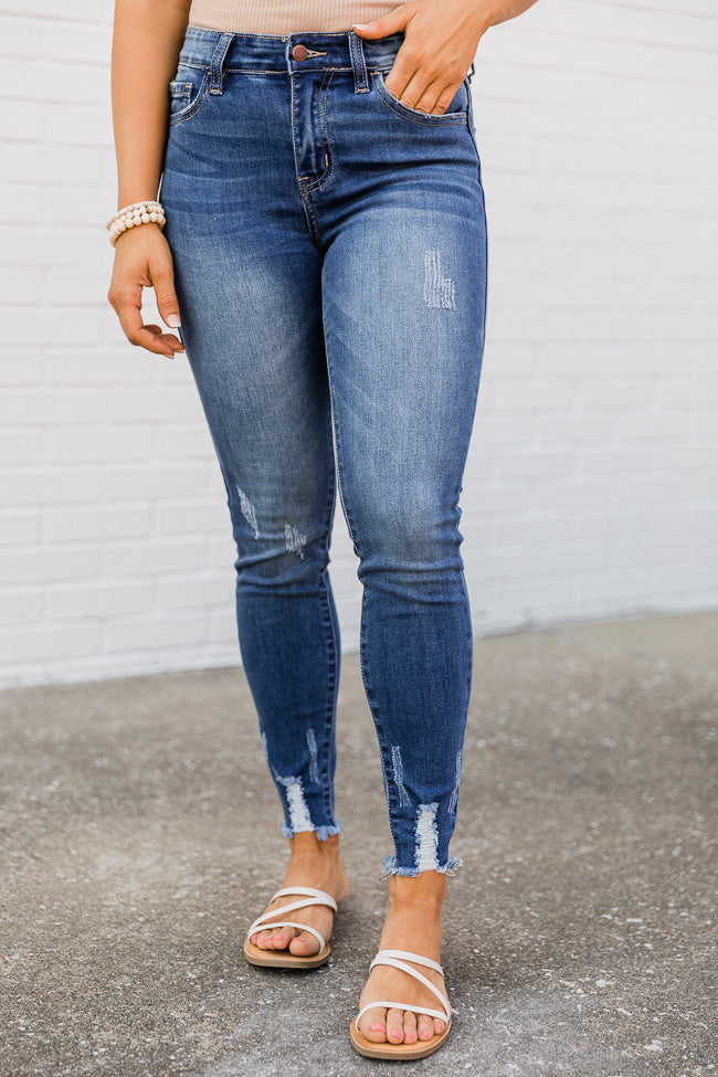 Jolie Distressed Hem Medium Wash Jeans FINAL SALE