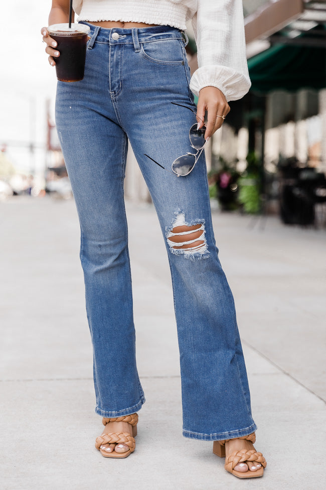 Reagan Medium Wash Flare Jeans FINAL SALE – Pink Lily